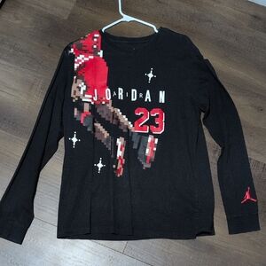 Nike Black Long Sleeve Jordan Holiday Pixel Graphic Tee